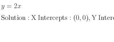 The y=2x is X Intercepts: (0,0),Y Intercepts: (0,0)